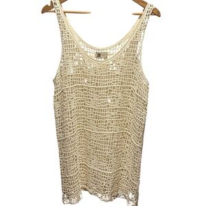 Open knit cream tank top/cover up, Look by M "one size"